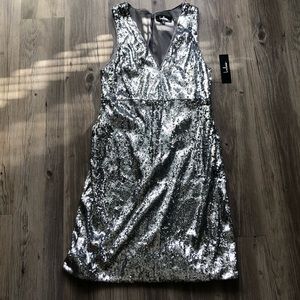 Silver Sequin Mini Dress
